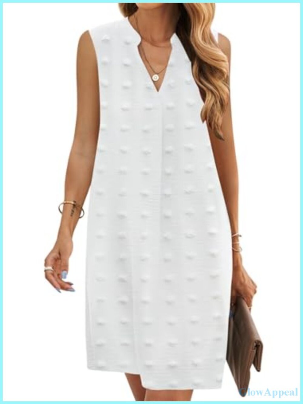 Sleeveless V-Neck Shift Dress for Women Summer Casual